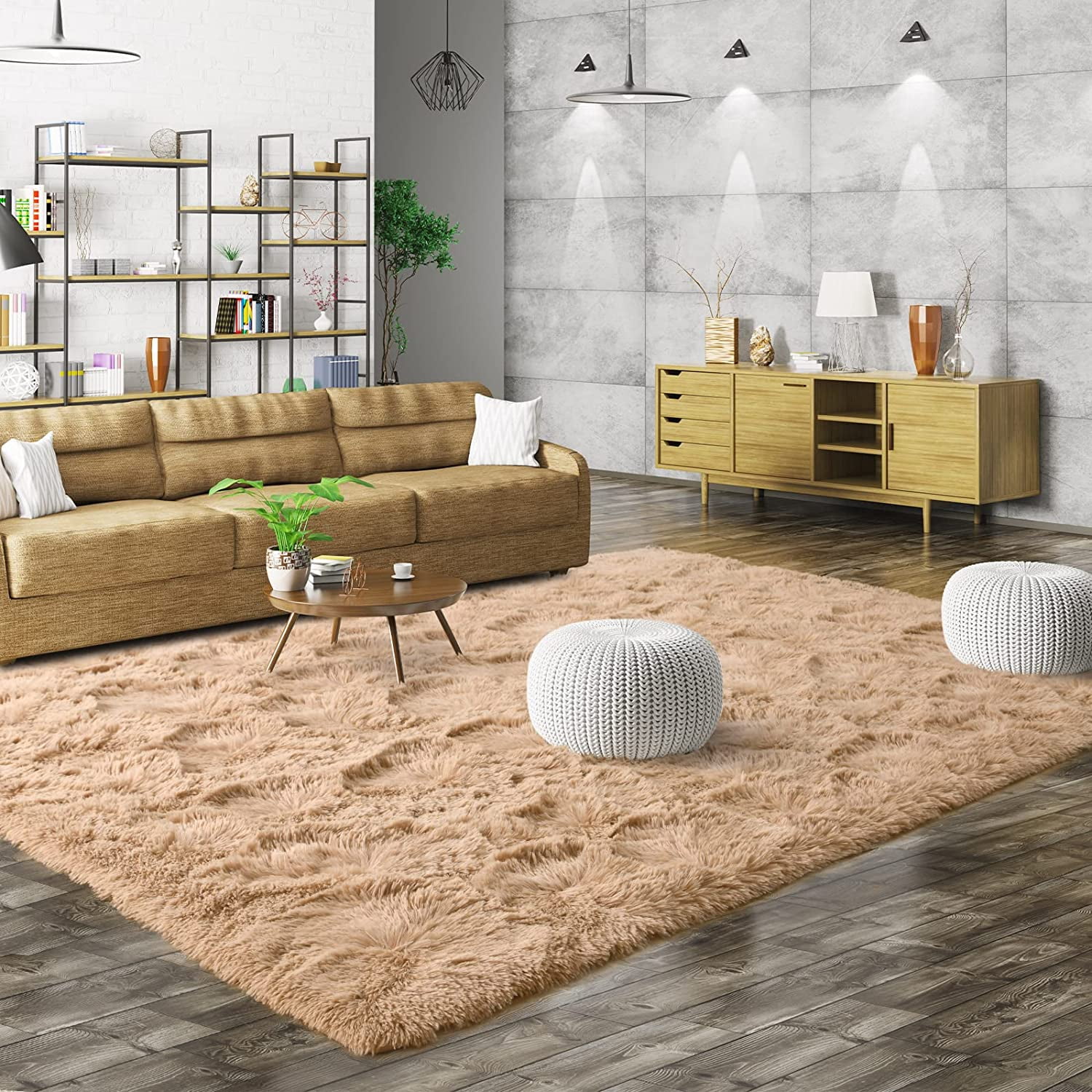 Lochas Luxury Fluffy Rugs Ultra Soft Shag Rug for Bedroom Living Room Kids Room, Children,6'x9',Camel