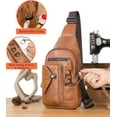 thumbnail image 4 of BULLCAPTAIN Bolso Bandolera de Cuero Genuino para Hombre: Elegante Mochila Cruzada en el Pecho con Soporte para Teléfono Móvil y Cadena, 4 of 14