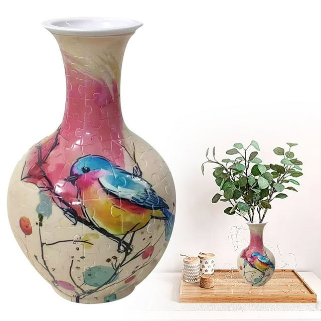 3D Puzzle Vase Blue And White Porcelain Design Decorative Puzzle For Home And Perfect For Flower Arrangements And Interior Décor