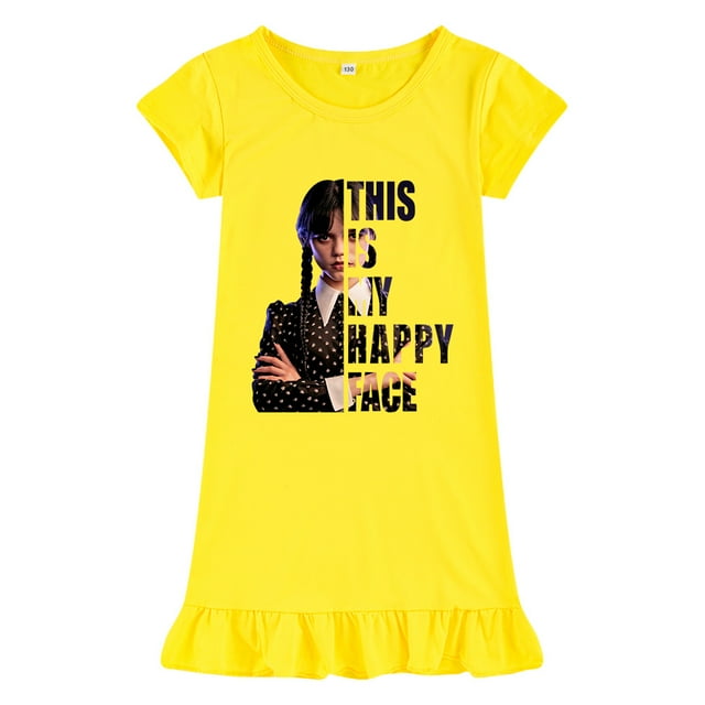Wednesday Addams Robe de Fille Wednesday Addams Pyjama Manches Courtes en Soie Glacée - Fanceye