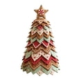 thumbnail image 2 of Christmas DIY Quilted Tree Tabletop Decor Hand Stitched Fabric Patchwork Xmas Tree Ornament Vintage Holiday Decoration for Home Mantel Shelf Countertop Christmas Party Display, 2 of 5