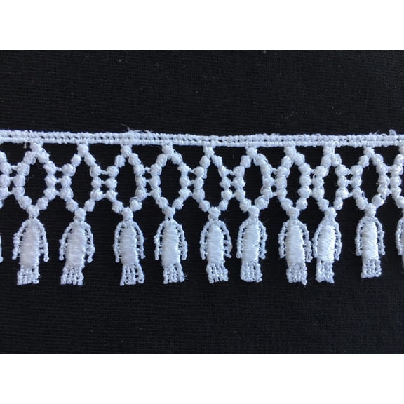 Embroidered Lace Trim for crafts, Bridal Accessory, sewing notion 1.25" White