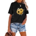 thumbnail image 3 of Anbech Sunflower T-Shirt for Women Graphic Butterfly Printed Short Sleeve Tee Tops with Crew Neck, 3 of 4