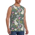 thumbnail image 2 of Kdxio Retro Bunny Floral for Men's Muscle T-shirt,Sleeveless for Workout Running Athletic Gym Lounge Casual, 2 of 7