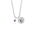 thumbnail image 2 of Delight Jewelry February - Purple Crystal Bicone Silvertone Script Initial Disc - O - Charm Necklace, 20"+3", 2 of 4