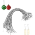 thumbnail image 1 of Qancekoo 100 PCS Christmas Tree Ornament Hanger Strings Snap Fastener Tag Cord Precut Ribbon Hook Xmas Ornament Hanging Loop for Christmas Tree Decorations Baubles Gift Tag (Silver), 1 of 6