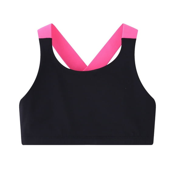 Ingzy Sports Vests for Kids Girls Sport Bra Sleeveless Crop Top Criss Cross Back Vest for Dance Workout Yoga Training