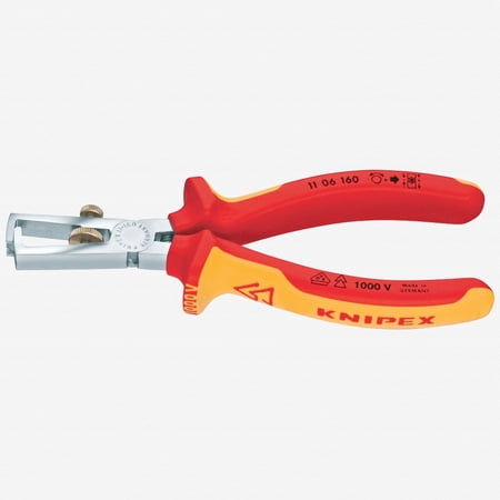 UPC: 0843221003869 | Knipex 6.3  Wire Insulation Strippers – Insulated Chrome MultiGrip