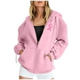 thumbnail image 3 of QHFBli Sweatshirt for Women Breast Cancer Full Zip Hoodie Graphic Pink Ribbon Casual Sweatshirt Y2K Outerwear Hoodies with Pockets, 3 of 6