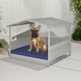 thumbnail image 2 of Pefilos 38" Pet Bed for Cat and Dog with Cushion Cover, Outdoor Weatherproof Roof PE Wicker Dog House Furniture, Dog Bed with Canopy, Gray, 2 of 7
