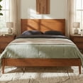 thumbnail image 4 of Euroco Bamboo Wood Platform Bed, Mid-Century Queen Size Bed, Walnut, 4 of 12