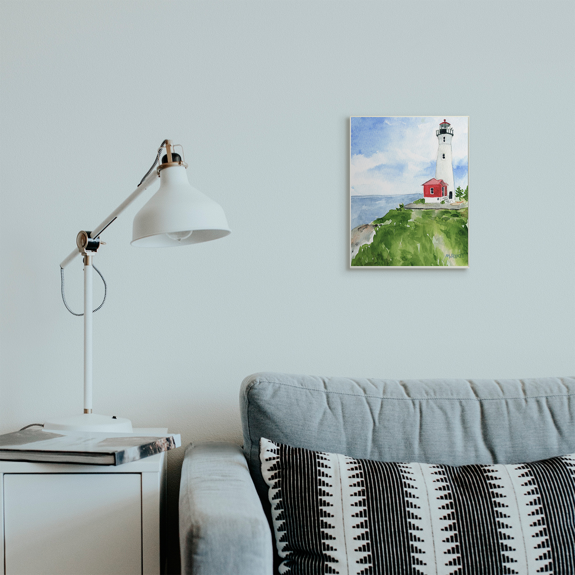 Stupell Industries Beach Cliff Lighthouse Ocean Overlook Landscape Wall Plaque, 10 x 15, Design by Melissa Hyatt LLC