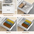 thumbnail image 5 of SEDETA White Computer Desk with 5 Drawer & Power Outlet & Monitor Shelf, Home Office Desk with File Drawer, Storage Shelves and Printer Cabinet, Gaming Desk with Led Lights, 5 of 8