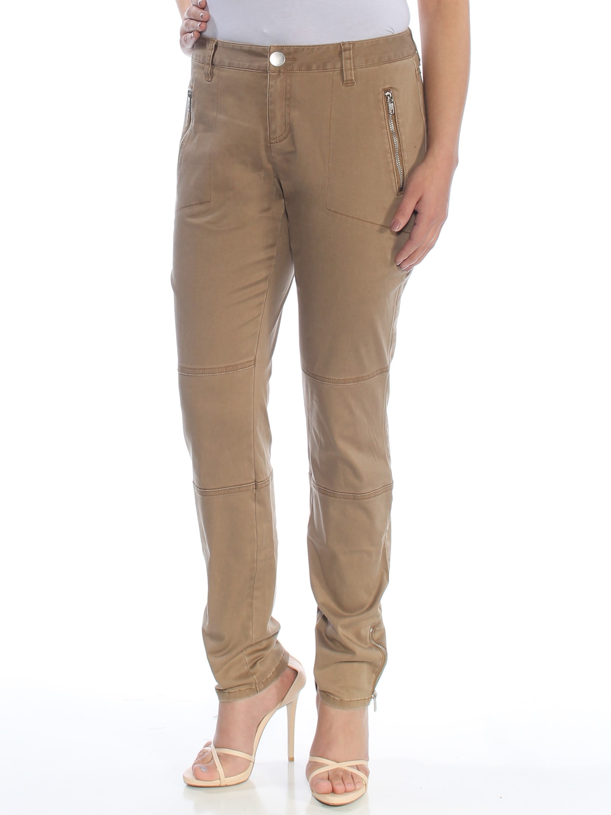 unknown inc womens brown ankle zip pants size 6