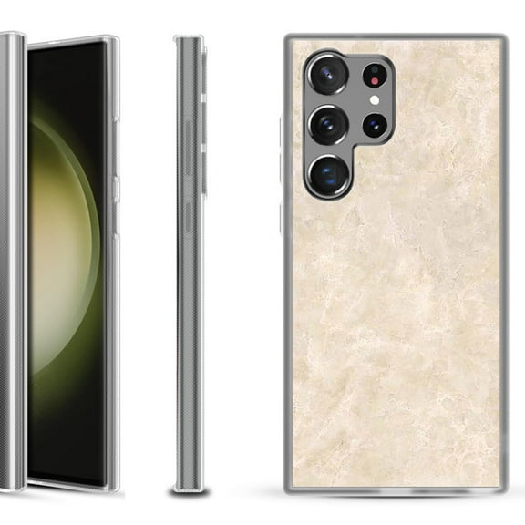 Shockproof Gel Phone Case for Samsung Galaxy S23 Ultra 5G, by OneToughShield ® - Marble / Latte