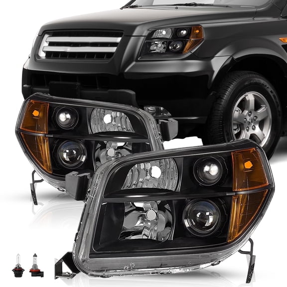 For 2006 2007 2008 Honda Pilot Black Amber Corner Headlights Assembly Headlamps