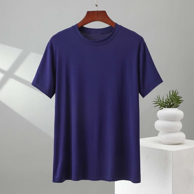 Kalauyu T-Shirts d'Entraînement pour Hommes Dry Fit Athlétiques à Manches Courtes T-Shirts Col Rond Modal Coton Évacuation de l'Humidité Gym Course Performance T-Shirt