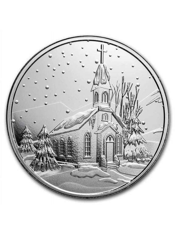 Collectible 1 oz Silver Round - Church Scene "Christmas Begins With Christ"