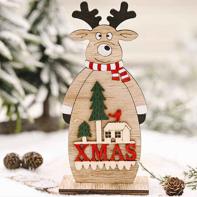Decoraciones navideñas de Madera Fiudx Feliz Navidad Santa Claus Adornos