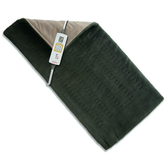 Sunbeam Coussin Chauffant TG pour Soulager la Douleur au Dos, au Cou et aux Épaules Arrêt Automatique 6 Réglages de Chaleur Très Grand 12 x 24 Vert Idéal pour les Douleurs Musculaires et l'Arthrite
