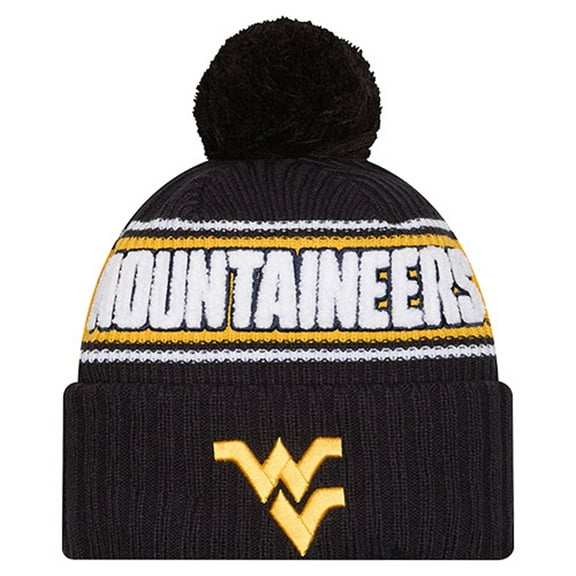 Men's New Era Black West Virginia Mountaineers Bold Cuffed Knit Hat with Pom