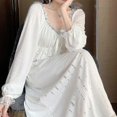 thumbnail image 2 of Princess Vintage White Color Full Sleeves Nightgown Women Autumn Pure Cotton Long Night Dress Girls Home Dress, 2 of 5