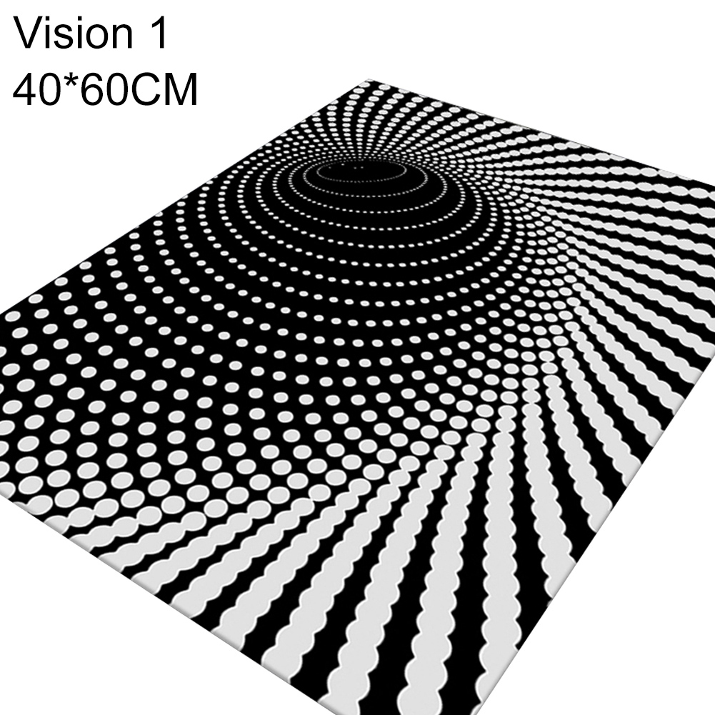Visual Illusion Rug 3D Carpet Black and White Rugs Geometric Art Carpet