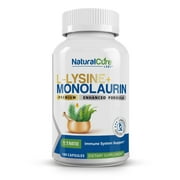 Natural Cure Labs L-Lysine + Monolaurin 600mg 1:1 Ratio, 100 Capsules | Vegan, Non-GMO, & Gluten Free