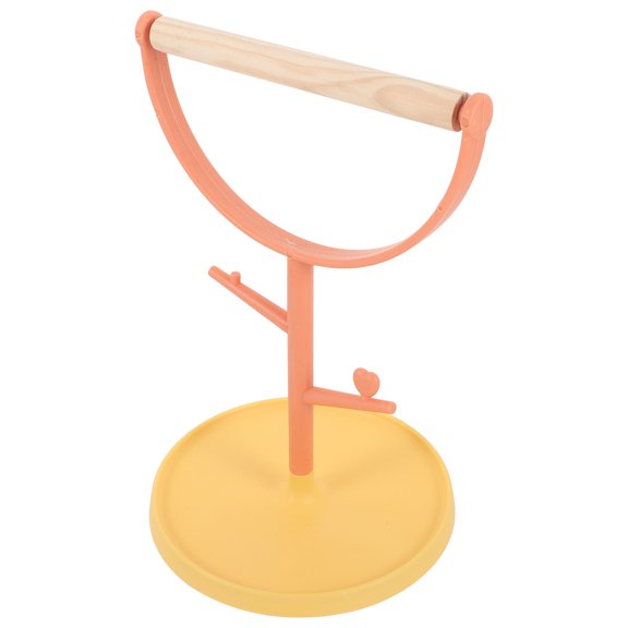Niceauty Orange Plastic and Wood Bird Training Stand with Stable Base for Indoor Bird Perch