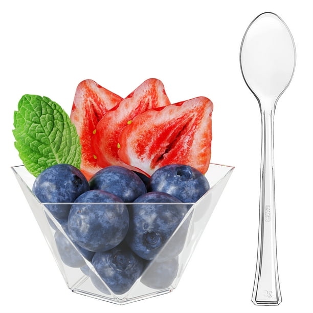 Exquisite Mini Dessert Cups With Spoons 200 PCS I Serves 100 I 4 Oz