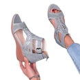 thumbnail image 4 of Viluyesy Women's Wedge Sandals, Open Toe Zipper Back Hollow Up Summer Fashion Roman Gladiator Shoes Gray, 4 of 6