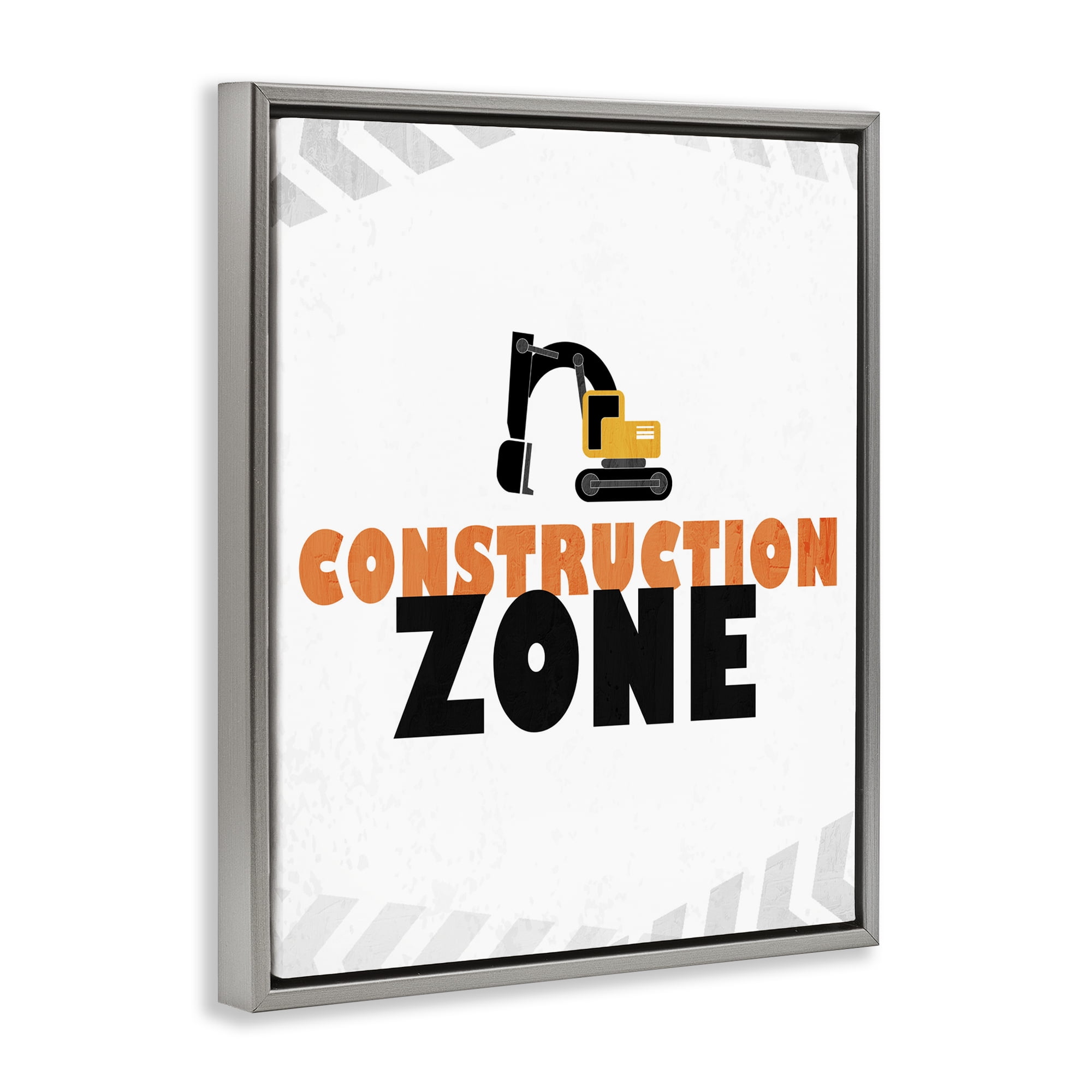 Construction Zone Minimal Gray Framed Floater Canvas Wall Art, design by Kim Allen