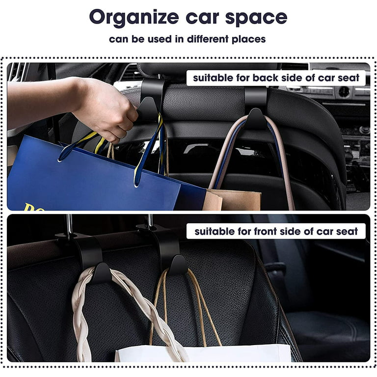 Car Seat Headrest Hooks, Black Car Purse Hook 4 Pack, Universal