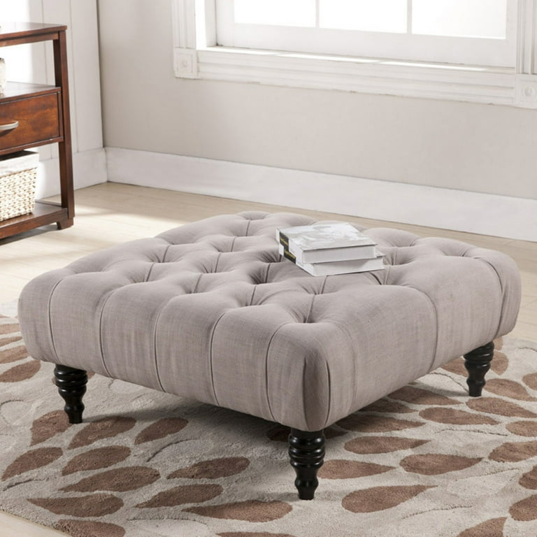 Baxton Studio Keswick Beige Linen Modern Tufted Ottoman Baxton Studio Keswick Beige Linen Modern Tufted Ottoman