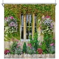 thumbnail image 6 of Spring Scenery Shower Curtains Flower Plant Vine Green Leaves House Window Courtyard Landscape Fashion Pattern Bathroom Decor Polyester Fabric Curtain Set with Hooks-72"W x 78"L (Pack of 1), 6 of 7
