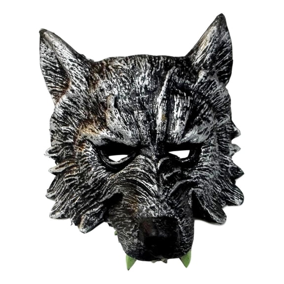 Gray Wolf Halloween Masquerade Mardi Gras Mask Fangs