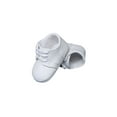 thumbnail image 2 of Little Things Mean A Lot Baby Boys All White Genuine Leather Saddle Oxford Crib Shoe with Perforations, 2 of 9