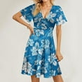thumbnail image 4 of Tnhcen Women's Summer Floral Print V - Neck Short Sleeve Wrap Dress with High Slit Stretchy Casual Beach Bodycon Dress for Women Sizes S - 2XL, 4 of 7