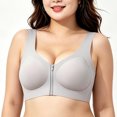 thumbnail image 2 of vigerkar Zip Front Closure Bra Wireless Support Comfort Full Coverage Back Smoothing No Underwire Bralettes Seamless (Light Gray, 2XL), 2 of 9