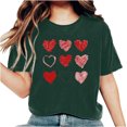 thumbnail image 2 of Womens Short Sleeve Tops Dgankt Women's Valentine's Day Short Sleeve T-Shirt Letter Printed Solid Color Tops Short Sleeve Round Neck Tops/Shirts, 2 of 6
