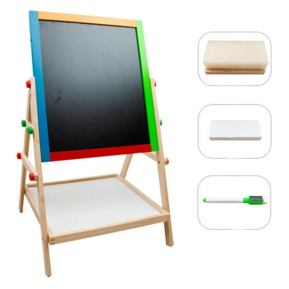 EGNMCR Children's Wooden Double-sided Magnetic Liftable Drawing Board Color Wooden Pain drawing board Birthday Gifts for Kids