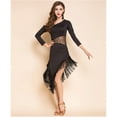 thumbnail image 2 of Womens Knee Length Asymmetric Fringe Salsa Cha-Cha Latin Dance Dresses, 2 of 4