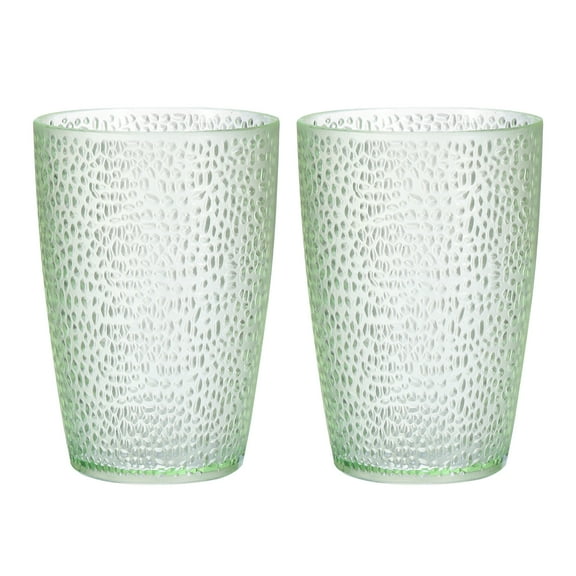 Uxcell 13oz Acrylic Drinking Glasses, 2Pack Plastic Reusable Tumblers Drinkware for Home Outdoors, Emerald