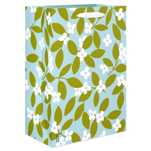 American Greetings 10 in. Medium Mother's Day Gift Bag, White Flowers on Blue (1 Bag)
