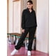 thumbnail image 5 of Conjuntos de Dos Piezas para Mujer: Jersey de Larga con Media Cremallera y Pantalón Deportivo Holgado con Bolsillos. Negro M, 5 of 8