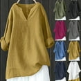 thumbnail image 4 of Npasoilc Plus size Pullover for Women V-Neck Casual Loose Long Sleeve Tops Cotton and Linen Lightweight Blouse Shirts, 4 of 4