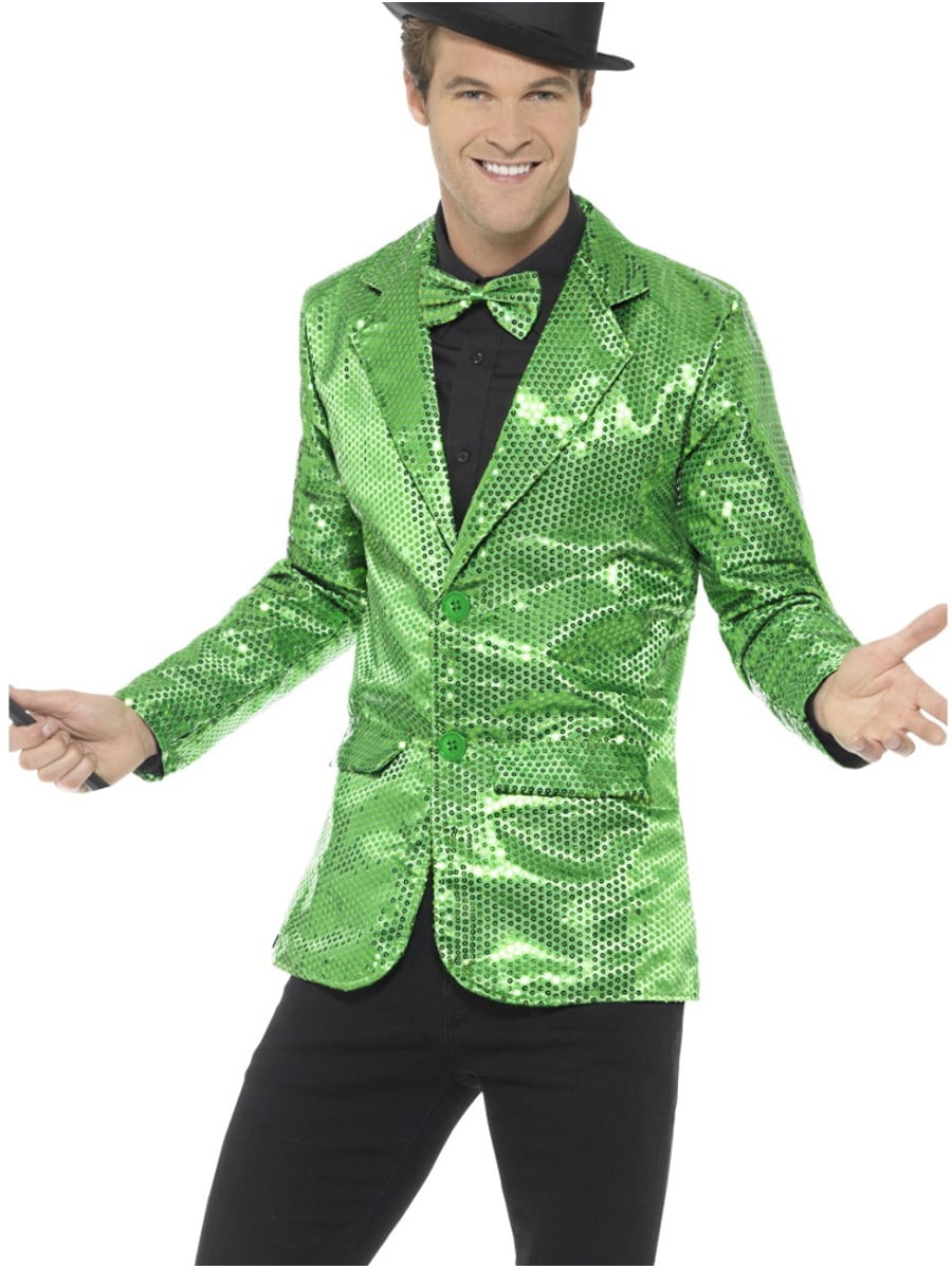 Smiffy's Costumes Men's Fancy Dress Green Sequin Magicians Tuxedo ...