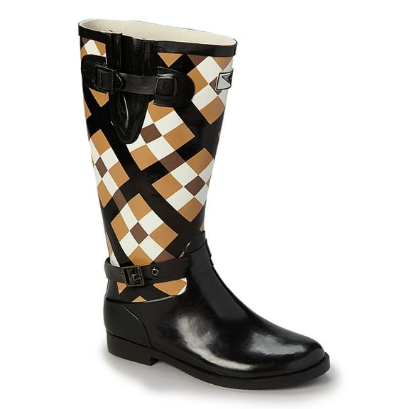 Forever Young Women's Plaid Tall Rain Boot