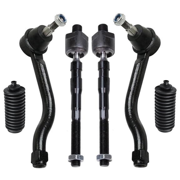 Detroit Axle - Front 6pc Tie Rods Kit for 2007-2013 Nissan Altima, 4 Inner & Outer Tie Rod Ends 2 Boots 2008 2009 2010 2011 2012