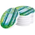 thumbnail image 1 of RYLABLUE Green Forest Oil Painting Set of 4 Car Coaster for Drinks, Absorbent Ceramic Stone Coasters Cup Mat with Cork Base for Home Kitchen Room Coffee Table Bar Decor, 1 of 5